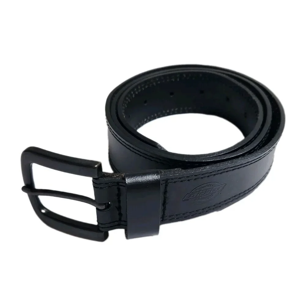 Dickies Men's Black Leather Belt Size 38/95 Double Stitch Work Casual 11DI02F9